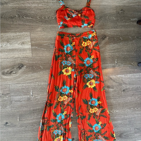Free People Floral Orange Red Floral Two-Piece Set - Picture 8 of 8